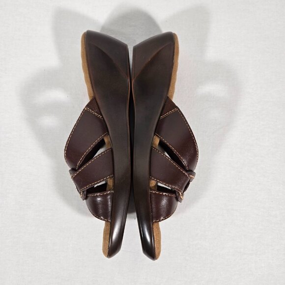 Y2K Vintage WALKING CRADLES Brown Leather Strappy Wedge Heels Sandals Size 8B. - Picture 13 of 17